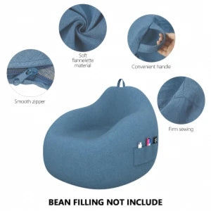 Lazy Seat Chair Sofa Cover Large Bean Bag Couch Soft Fluffy Breathable Adult Child Tatami Living Room Decorative without Filler by PurelyhomeDeco