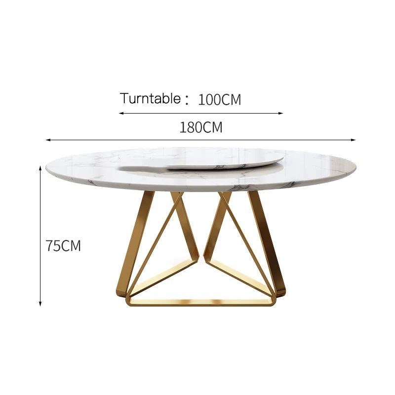 AURÉVA Golden Round Marble Dining Table with Turntable by PurelyhomeDeco
