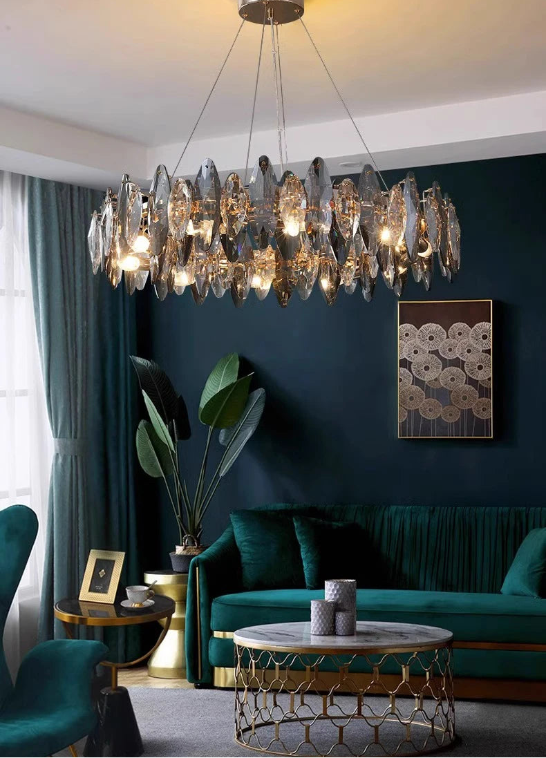 CrystalÉlan™ Modern Luxury Crystal Pendant Chandelier – Elegant Hanging Light for Living Room, Dining & Bedroom by PurelyhomeDeco