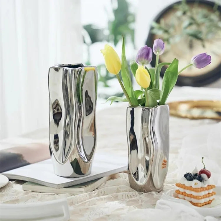 Silver Lumen Vase by PurelyhomeDeco