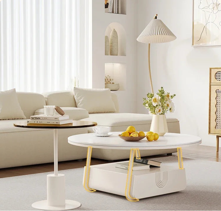 Serelune™ Cream Marble Coffee Table by PurelyhomeDeco