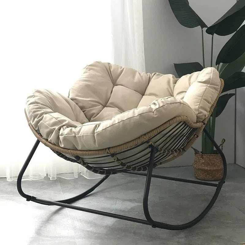 Rocking Chair Living Room Light Luxury Balcony Home Leisure Lounge Chair Rattan Chair Iron Rocking Chair Modern Lazy Chair by PurelyhomeDeco