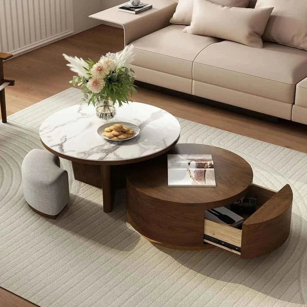 Walnara™ Marble Coffee Table Ensemble by PurelyhomeDeco