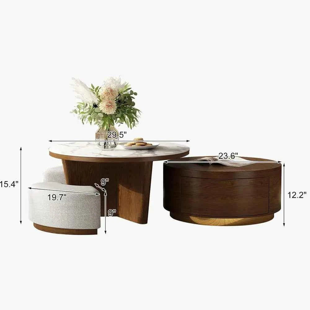 Walnara™ Marble Coffee Table Ensemble by PurelyhomeDeco