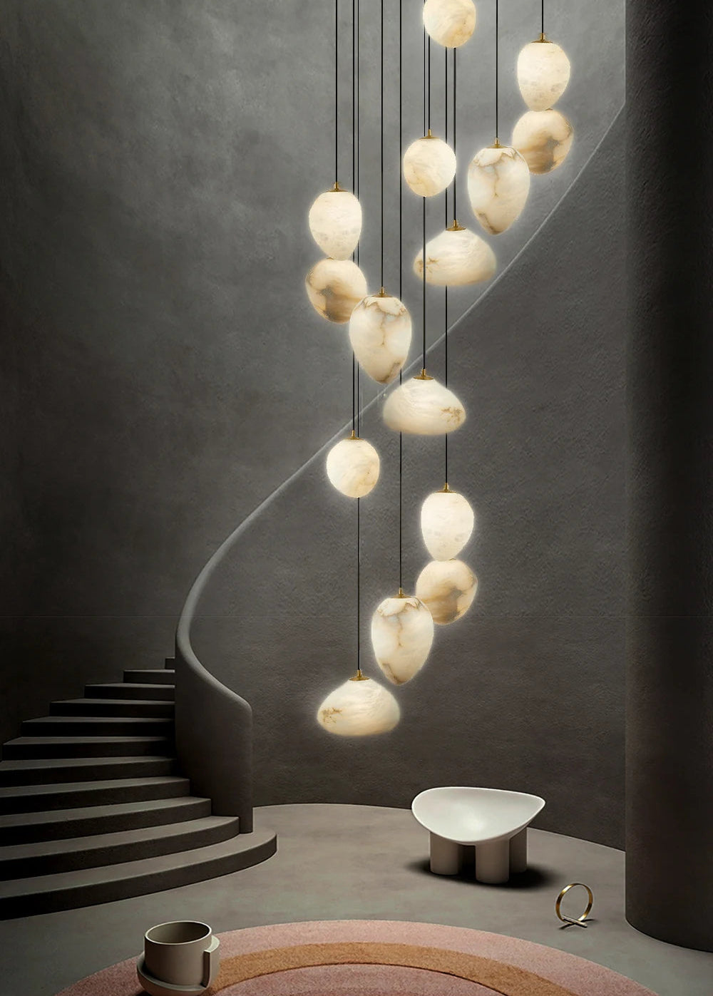 Siberia MarbleAura™ LED Chandelier – Luxury Natural Marble Hanging Light for Living Room & Modern Interiors by PurelyhomeDeco