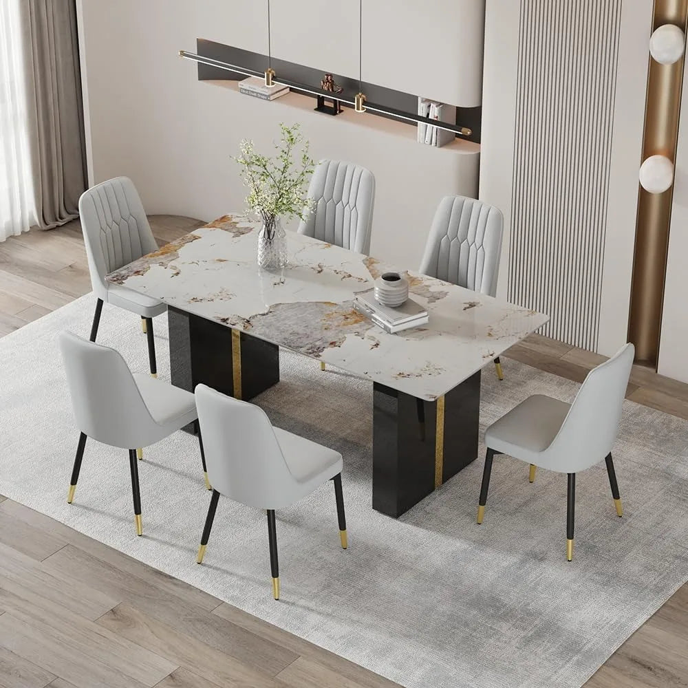 SORA™Modern Faux Marble Dining Set (Table + 7 Chairs) by PurelyhomeDeco