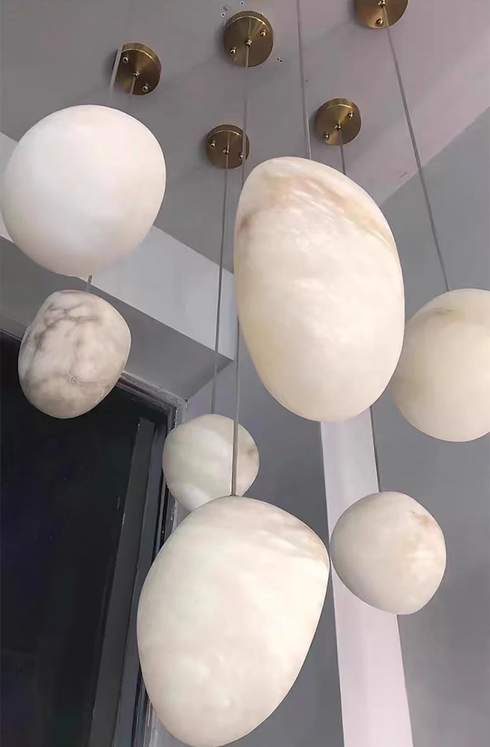 Siberia MarbleAura™ LED Chandelier – Luxury Natural Marble Hanging Light for Living Room & Modern Interiors by PurelyhomeDeco