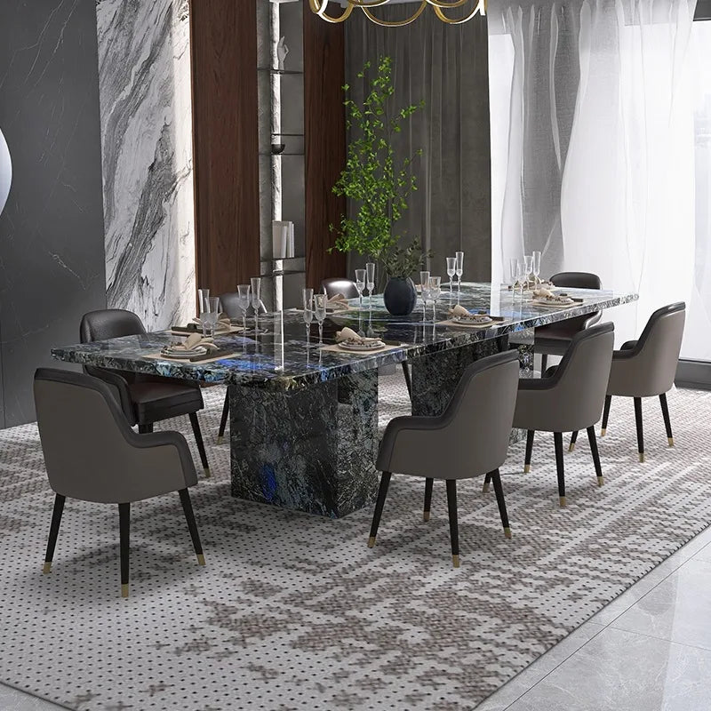 AZURÉA™ Blue Jadeite Marble Dining Set (10-Seater) by PurelyhomeDeco
