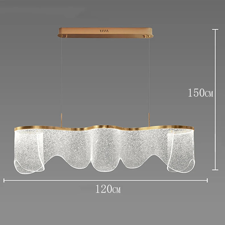 Chandelier with dimensions on a gray background