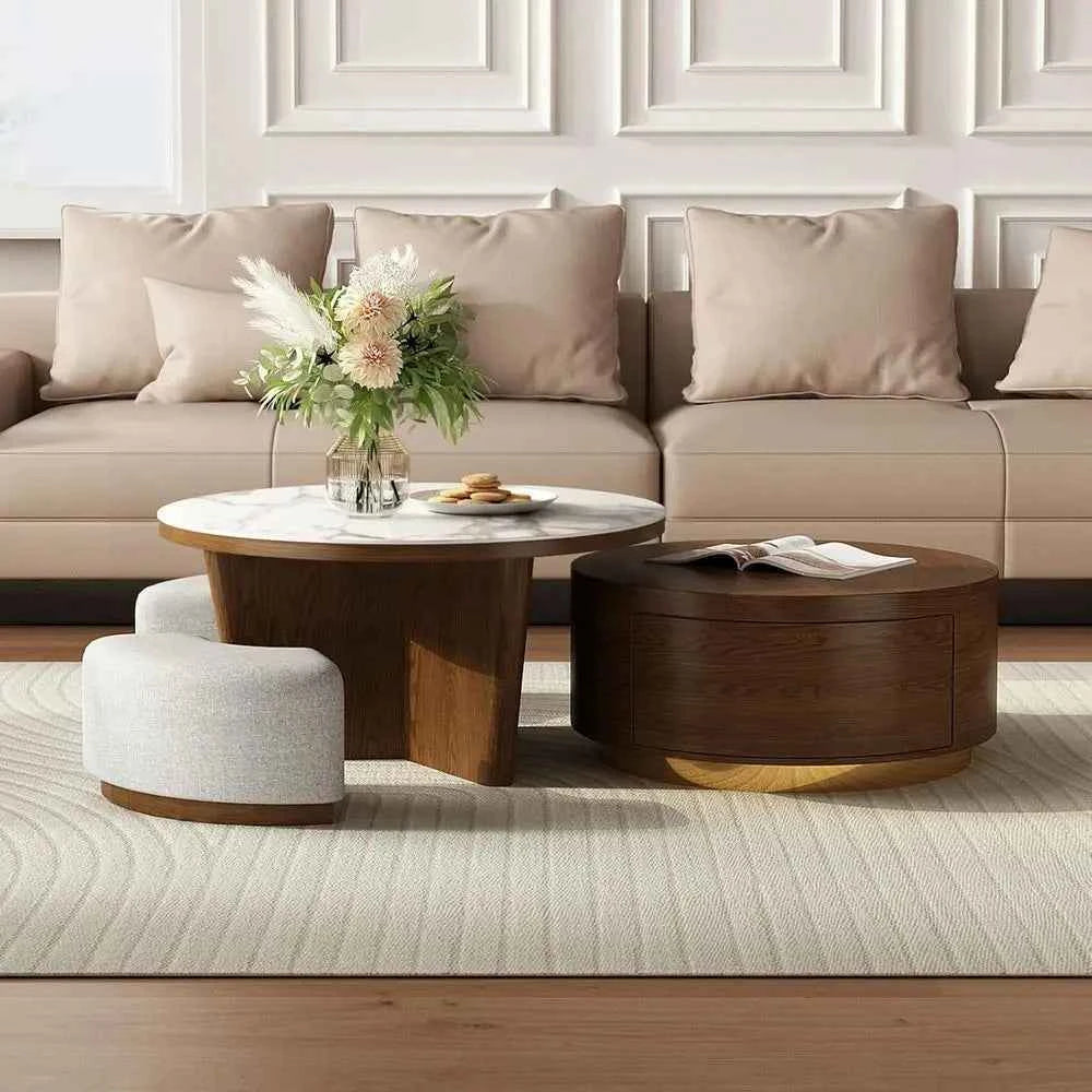 Walnara™ Marble Coffee Table Ensemble by PurelyhomeDeco