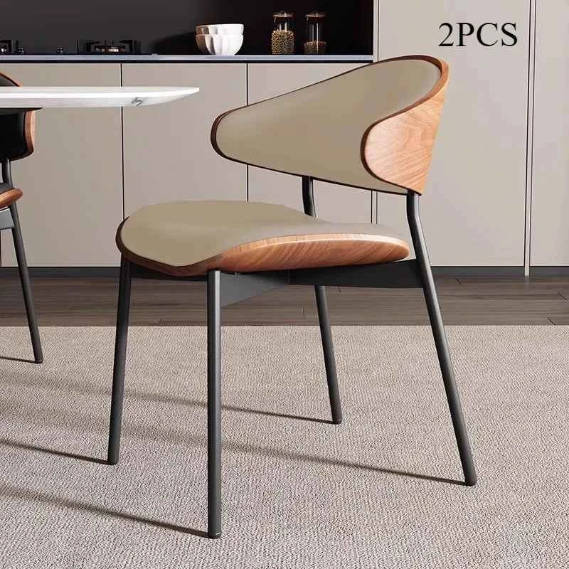 Noir Valencia™ – Genuine Leather Mid-Century Dining Chair by PurelyhomeDeco