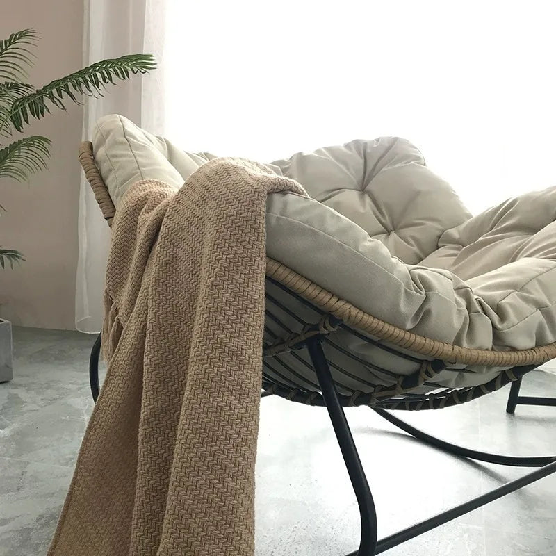 Rocking Chair Living Room Light Luxury Balcony Home Leisure Lounge Chair Rattan Chair Iron Rocking Chair Modern Lazy Chair by PurelyhomeDeco