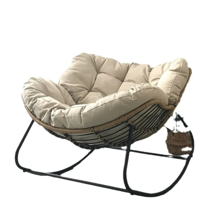 Rocking Chair Living Room Light Luxury Balcony Home Leisure Lounge Chair Rattan Chair Iron Rocking Chair Modern Lazy Chair by PurelyhomeDeco