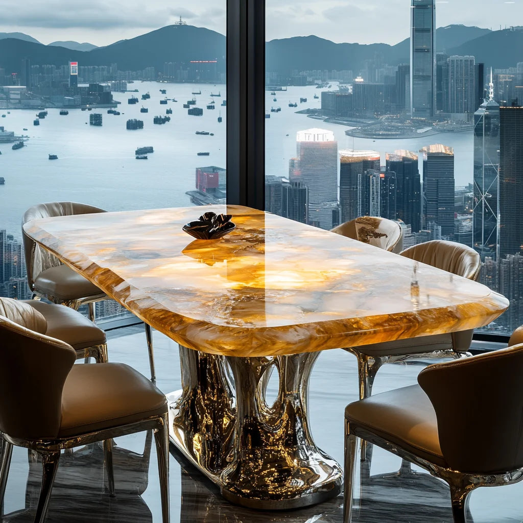 JADEVA™ Natural Jade Stone Dining Table by PurelyhomeDeco