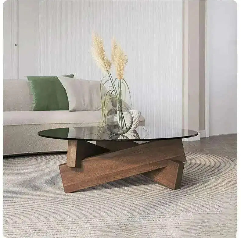 WOODGLASS ICON™ Modern Wood & Glass Coffee Table for Luxury Living Room Decor by PurelyhomeDeco