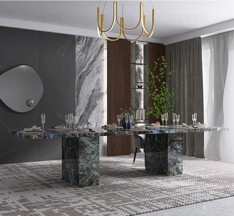 AZURÉA™ Blue Jadeite Marble Dining Set (10-Seater) by PurelyhomeDeco