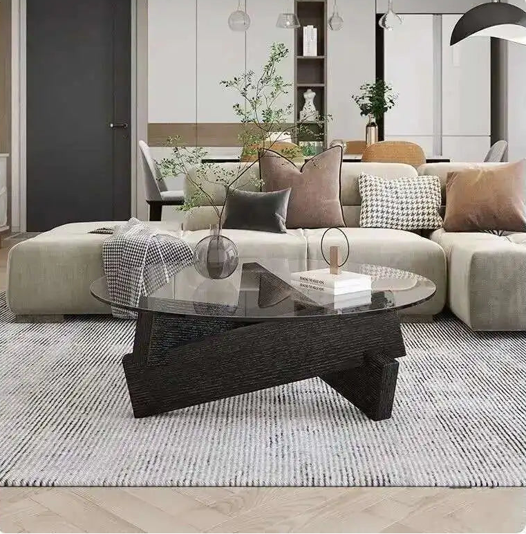 WOODGLASS ICON™ Modern Wood & Glass Coffee Table for Luxury Living Room Decor by PurelyhomeDeco