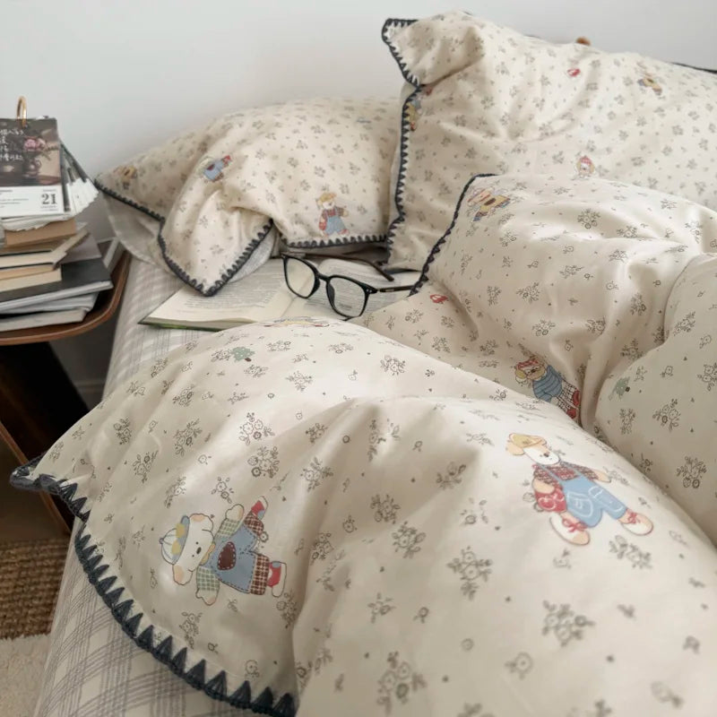 PrairieLuxe™ INS American Countryside Pure Cotton Bedding Set – Double-Layer Yarn Soft Luxury Bed Linens by PurelyhomeDeco