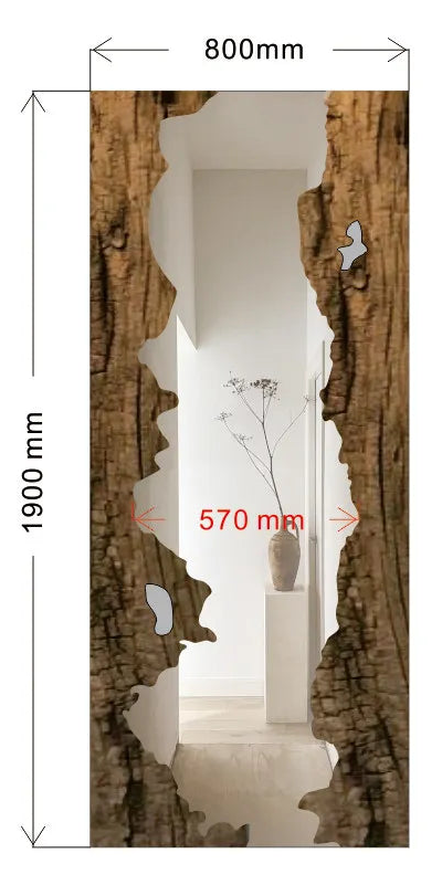 Wooden frame with measurements on a white background