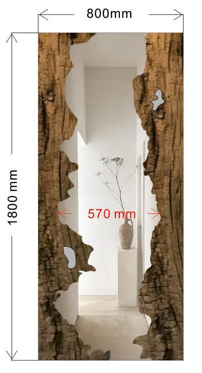 Wooden frame with measurements on a white background