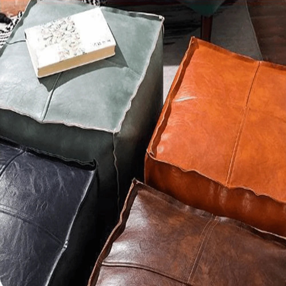 Modern Non-Slip Storage Stool Large Capacity Waterproof Unstuffed Cushion Cover No Fillings Square Leather Pouf Bedroom by PurelyhomeDeco