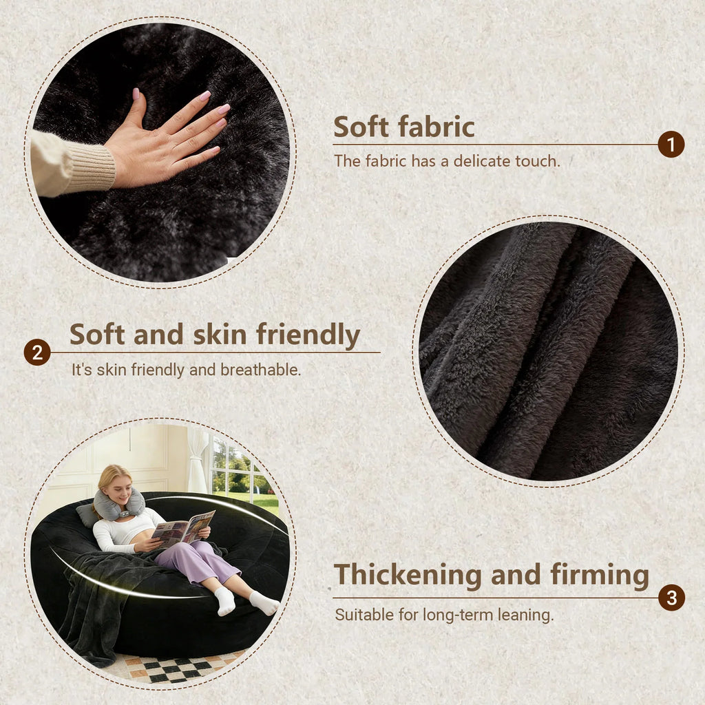 100CM×100CM×60CM, adult beanbag chair with padded beanbag inside, memory foam chair, soft flannel washable cover, ideal reading seat for bedrooms and dorms. by PurelyhomeDeco