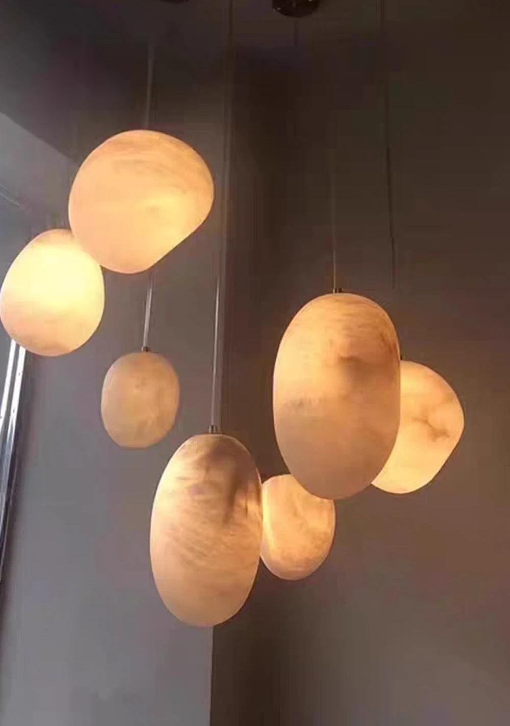 Siberia MarbleAura™ LED Chandelier – Luxury Natural Marble Hanging Light for Living Room & Modern Interiors by PurelyhomeDeco