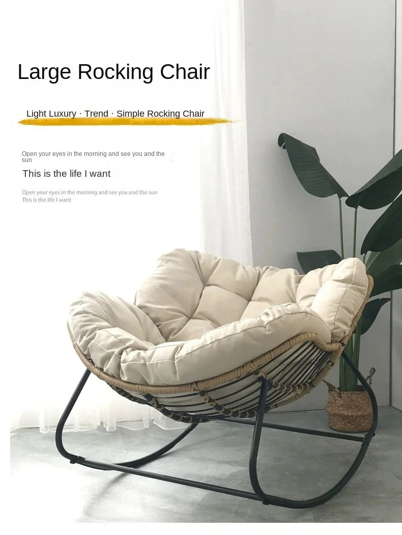 Rocking Chair Living Room Light Luxury Balcony Home Leisure Lounge Chair Rattan Chair Iron Rocking Chair Modern Lazy Chair by PurelyhomeDeco
