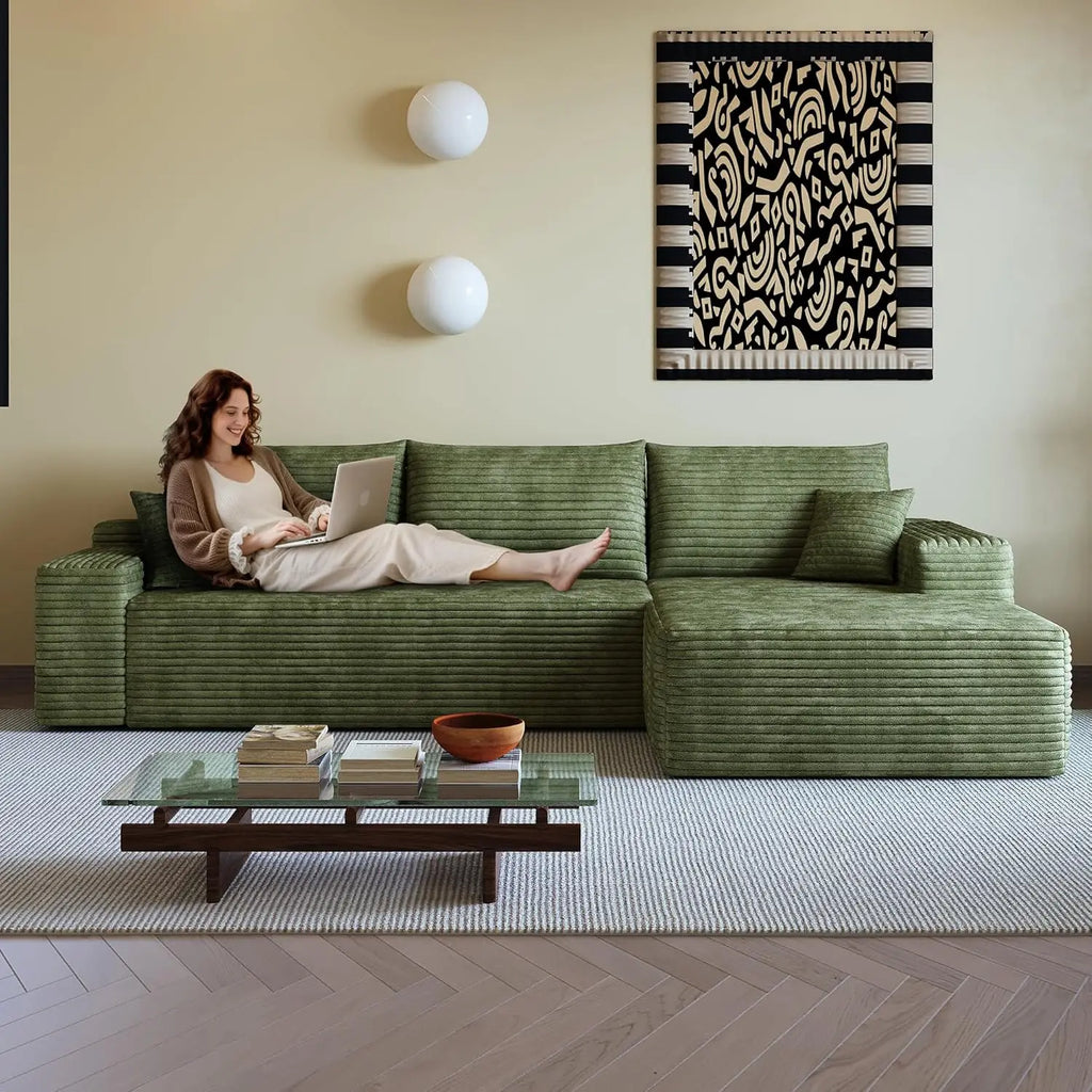 MODULÉ 108™ Modern L-Shape Sectional | Deep Seat Boneless Modular Sofa by PurelyhomeDeco