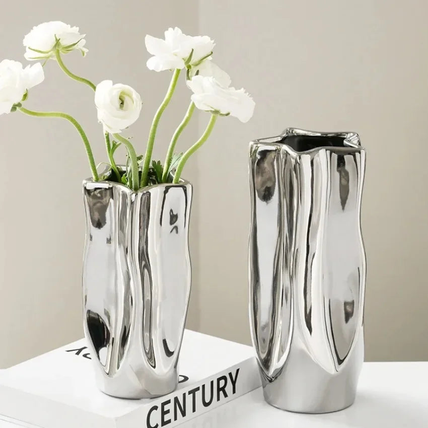 Silver Lumen Vase by PurelyhomeDeco