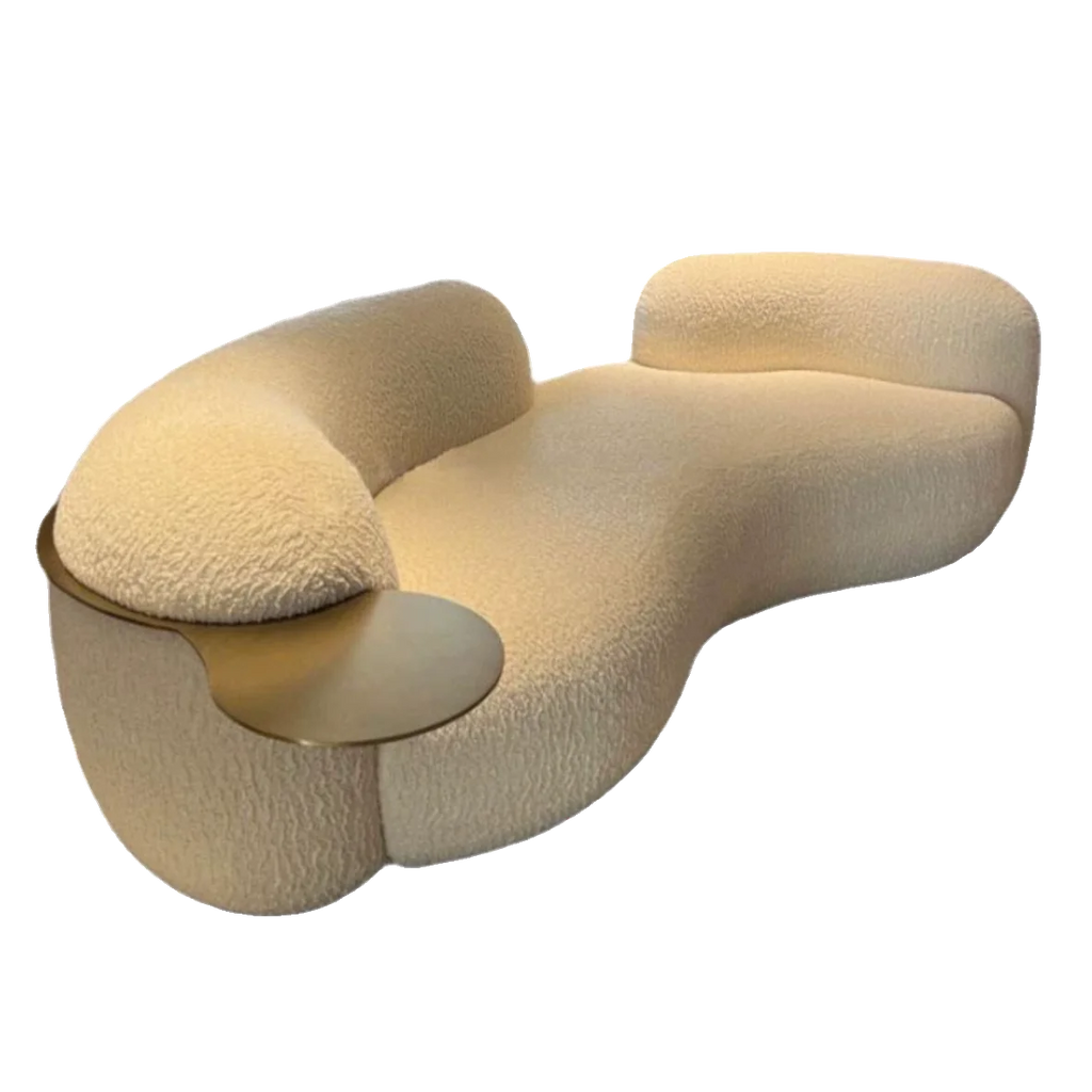 Cream wind creative curved sofa light luxury Italian pea sofa small apartment living room clothing store beauty salon hotel by PurelyhomeDeco