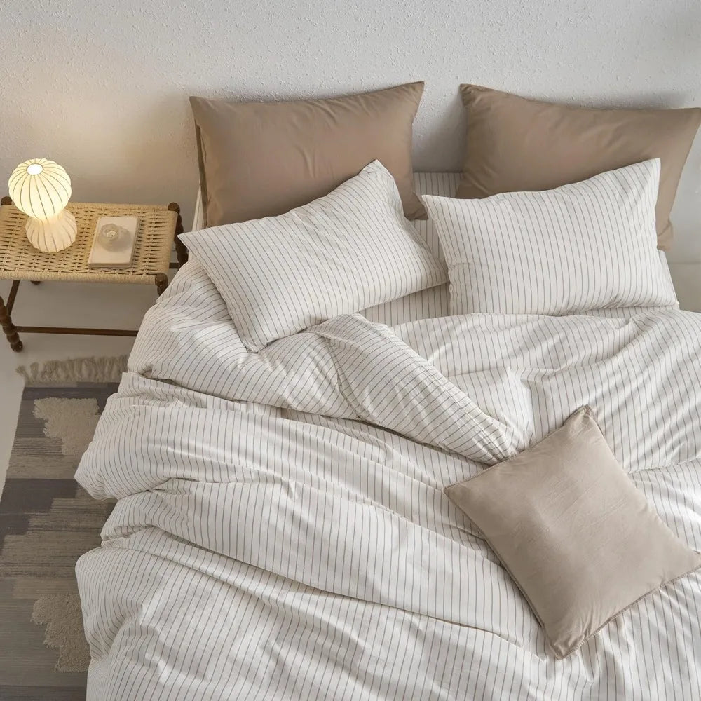 Grand Lino Soft Cotton Duvet Cover Set – Natural Linen-Feel Luxury Series by PurelyhomeDeco