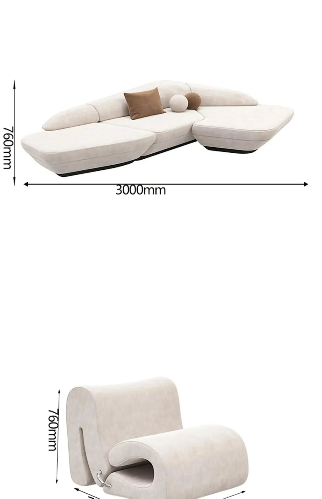 LunaCurve™ Curved Luxury Reception Sofa – Modern Designer Accent Sofa for Living Room, Office & Entrance Hall by PurelyhomeDeco