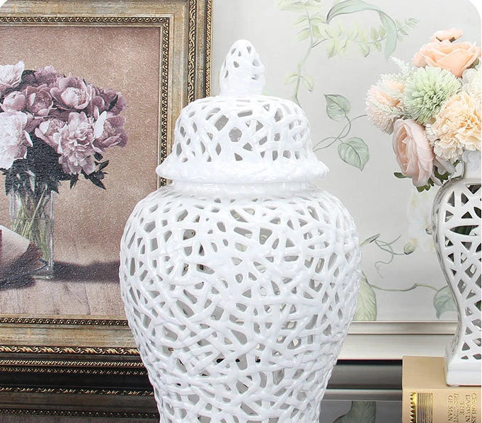 Échelon Gold – Ceramic Hollow Ginger Jar | Luxury Porcelain Home Decoration by PurelyhomeDeco
