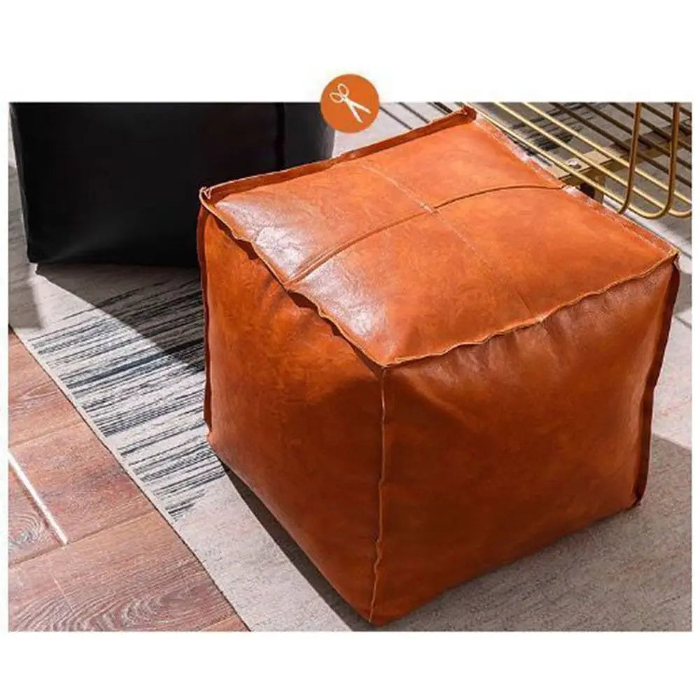 Modern Non-Slip Storage Stool Large Capacity Waterproof Unstuffed Cushion Cover No Fillings Square Leather Pouf Bedroom by PurelyhomeDeco