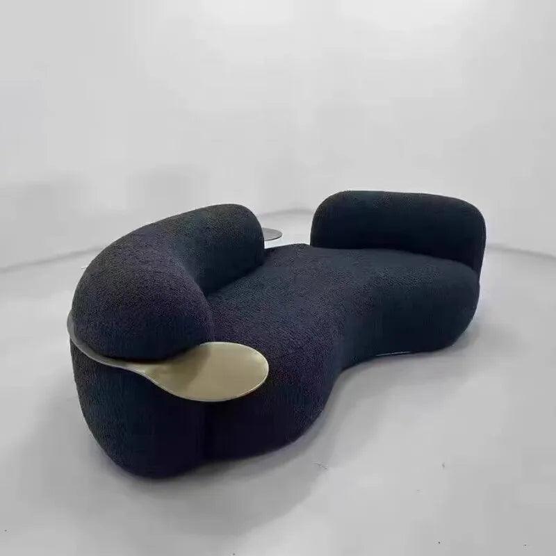 Cream wind creative curved sofa light luxury Italian pea sofa small apartment living room clothing store beauty salon hotel by PurelyhomeDeco