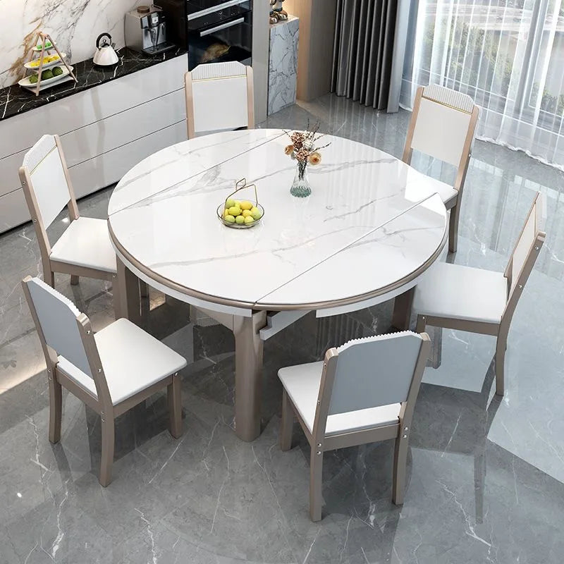 EXTORA™ Extendable Round Marble Dining Set by PurelyhomeDeco