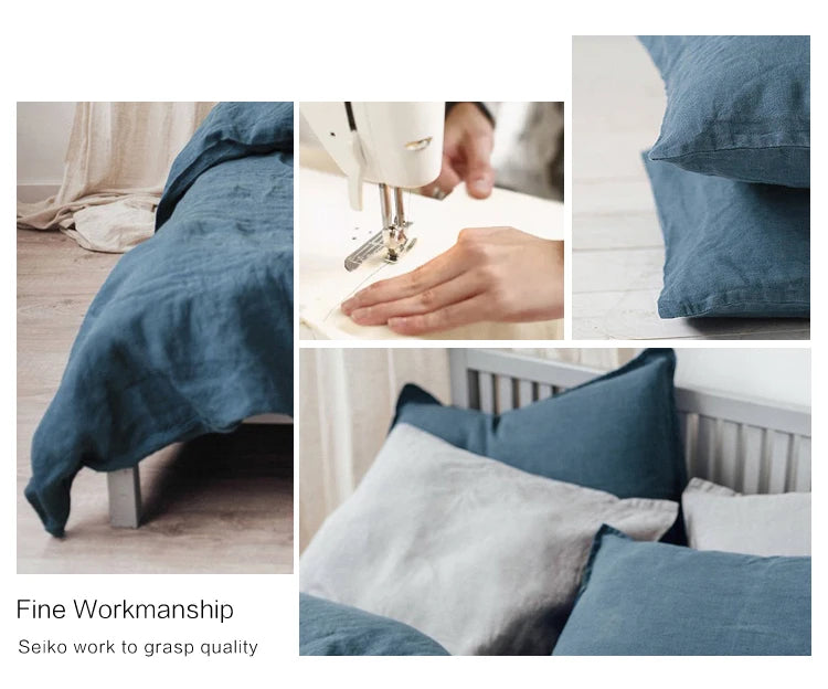 FlaxÉlysée™ Pure Linen Duvet Cover Set – Natural Flax French Linen Bedding with Coconut Button Closure by PurelyhomeDeco
