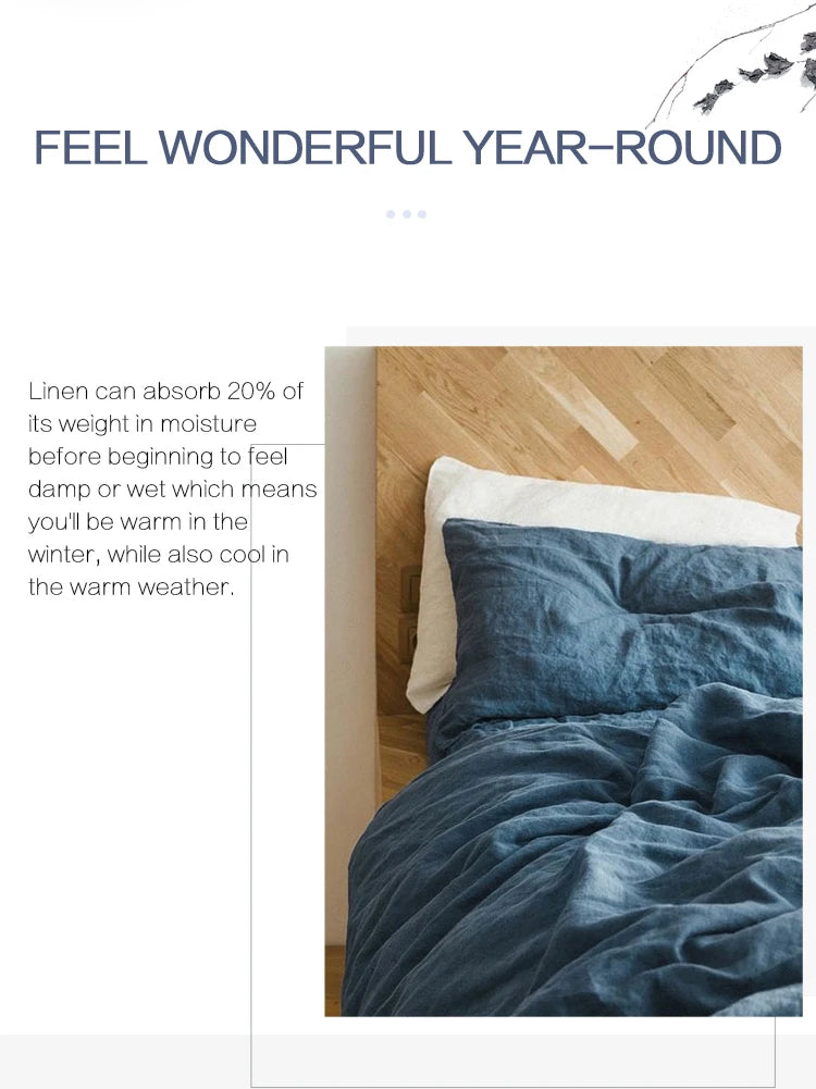 FlaxÉlysée™ Pure Linen Duvet Cover Set – Natural Flax French Linen Bedding with Coconut Button Closure by PurelyhomeDeco