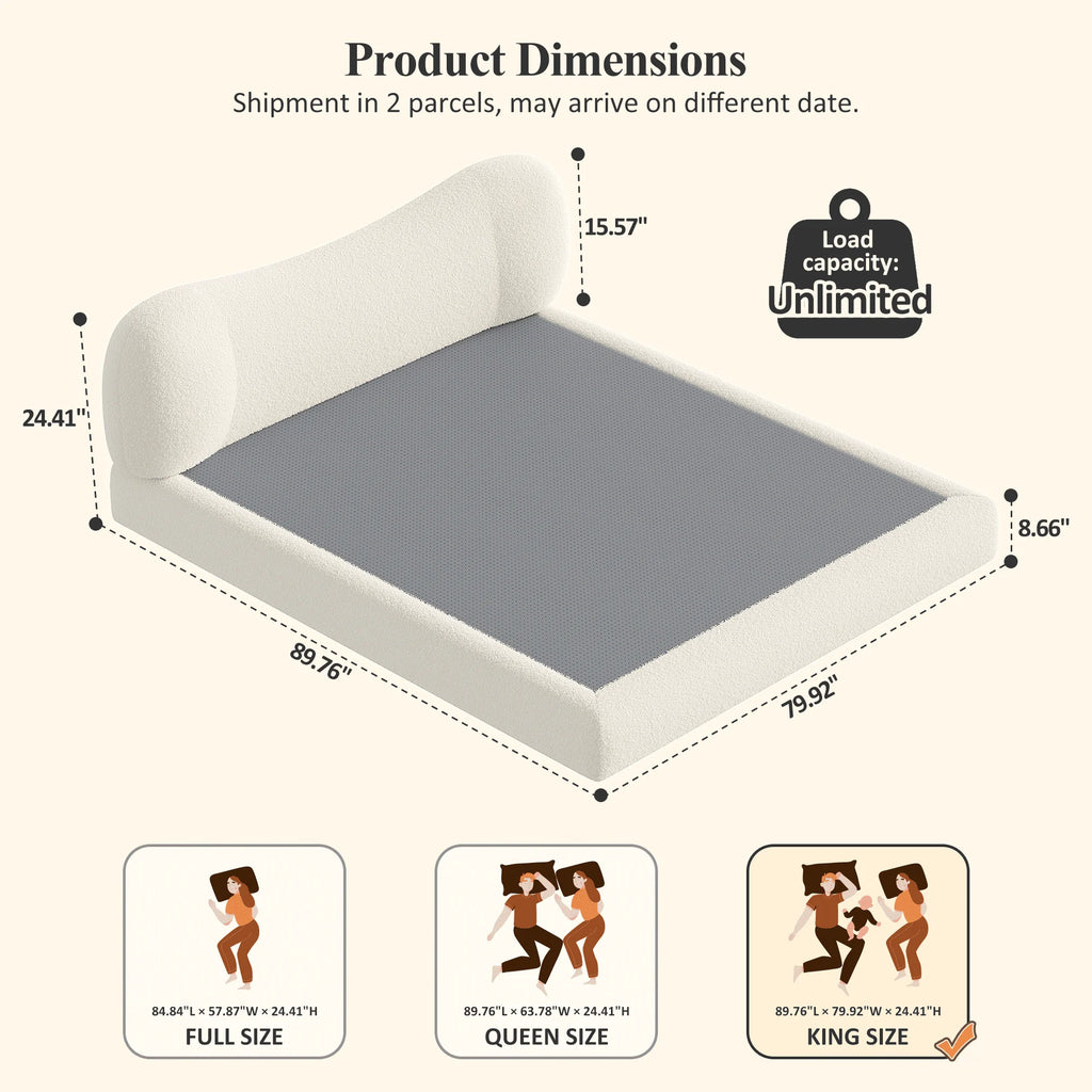 EnHomee Cloud Bed Frame with 5.9" Detachable Headboard, No Assembly Required Beds All-Foam Boneless, Noise-Free, No Box Spring Needed by PurelyhomeDeco