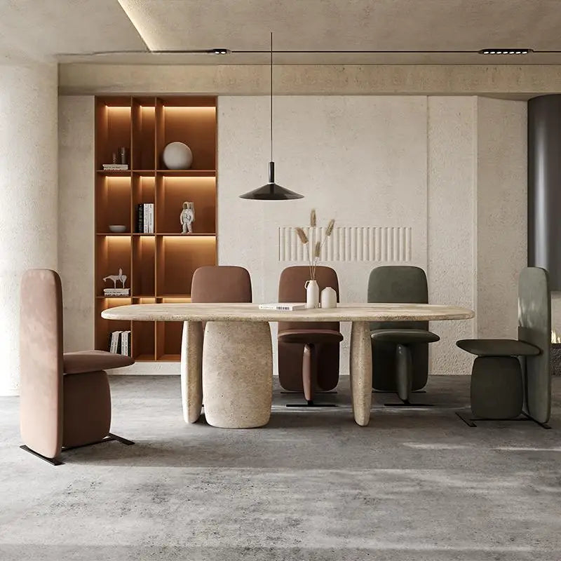 AURELIA SOLÉ™ Italian Minimalist Yellow Travertine Dining Table | Nordic Fusion Luxury by PurelyhomeDeco