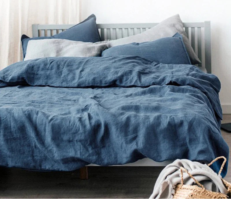 FlaxÉlysée™ Pure Linen Duvet Cover Set – Natural Flax French Linen Bedding with Coconut Button Closure by PurelyhomeDeco
