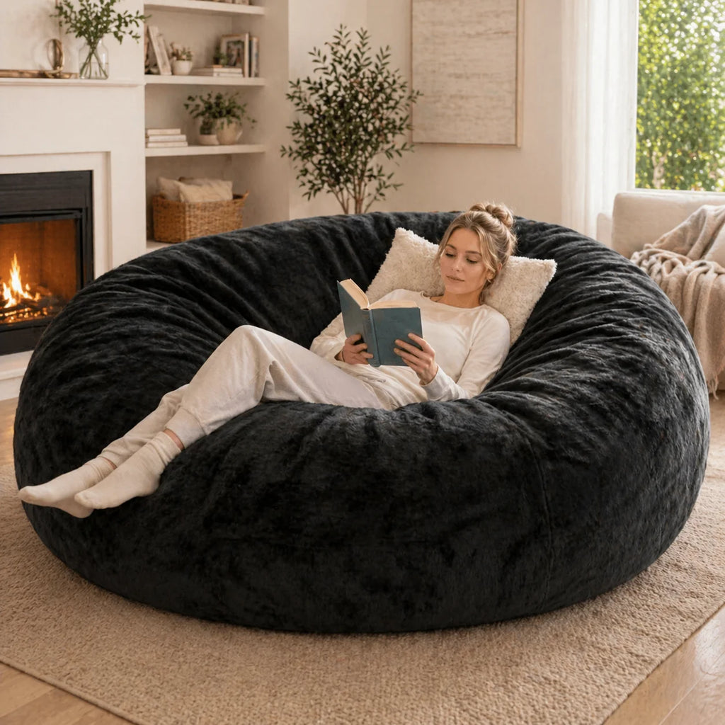 100CM×100CM×60CM, adult beanbag chair with padded beanbag inside, memory foam chair, soft flannel washable cover, ideal reading seat for bedrooms and dorms. by PurelyhomeDeco