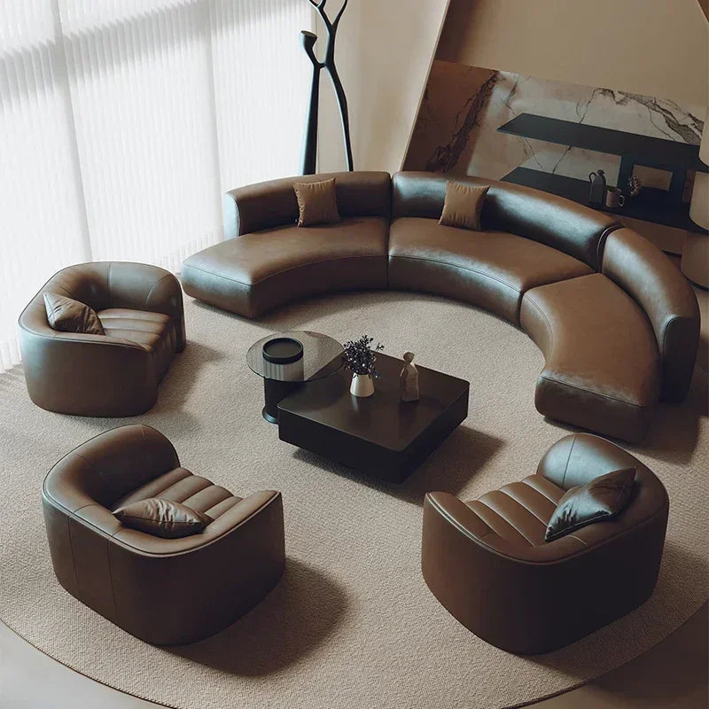 ArcForma™ Semi-Circular U-Shape Designer Sofa – Modern Sculptural Wood Lounge Daybed for Living Room & Bedroom by PurelyhomeDeco