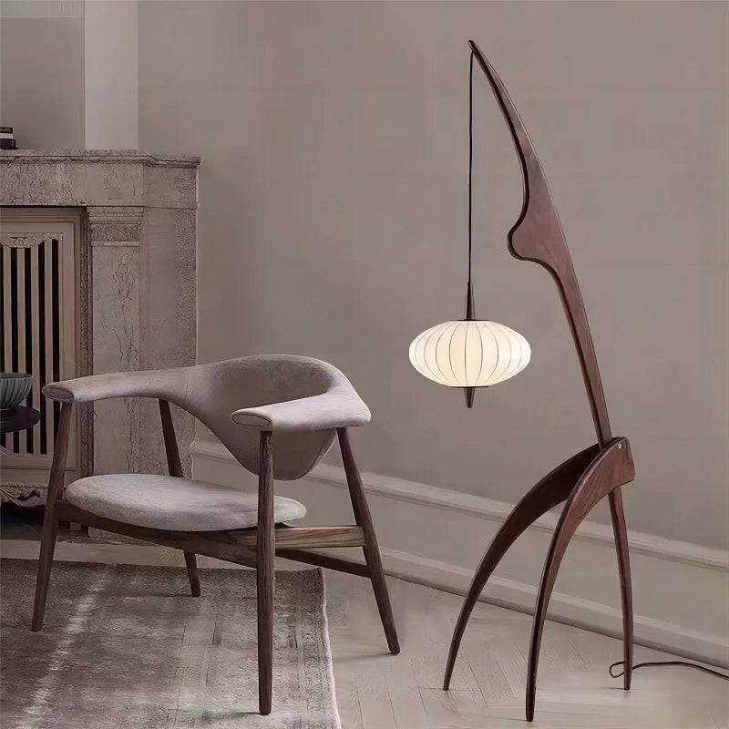 HikariWood™ — Japanese Walnut Floor Lamp | Minimalist Solid Wood Standing Light by PurelyhomeDeco