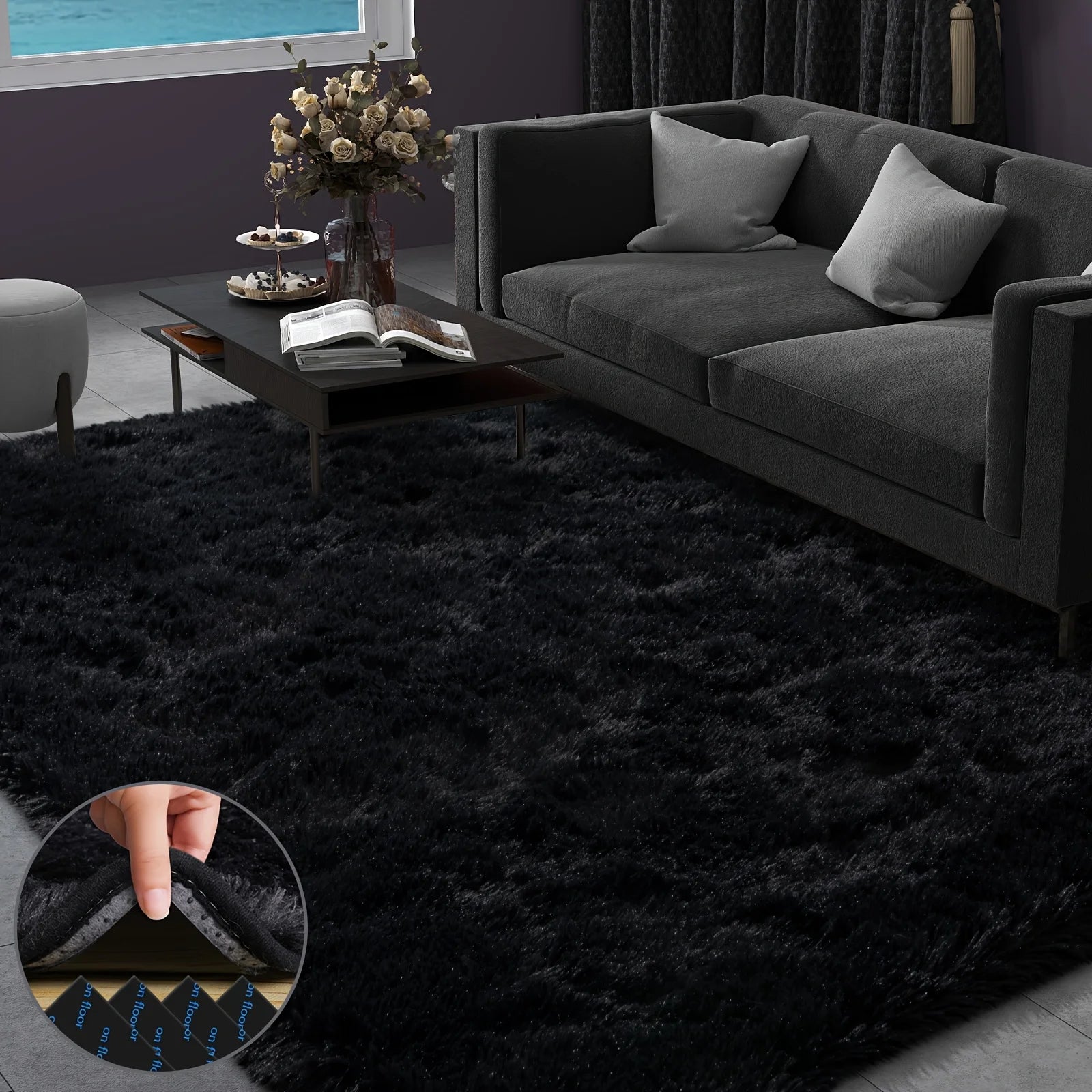 Moonshadow Fluffy Rug by PurelyhomeDeco