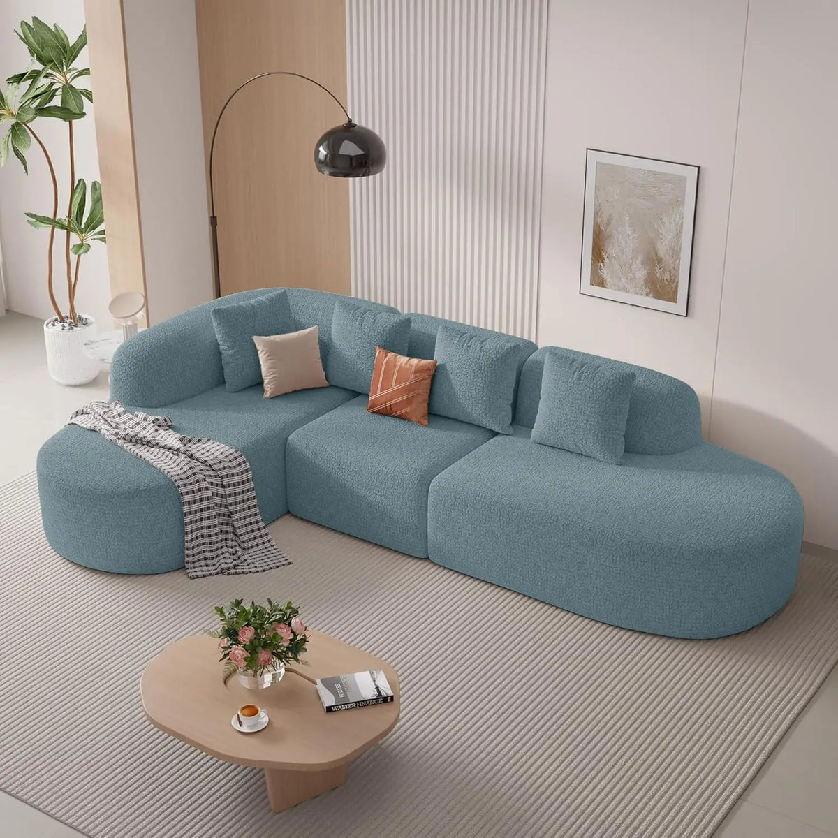 114 Inch Boneless Curved Couches for Living Room,Modern Modular Sectional Sofa with Chaise,L-Shape Cloud Sectional, Customized by PurelyhomeDeco