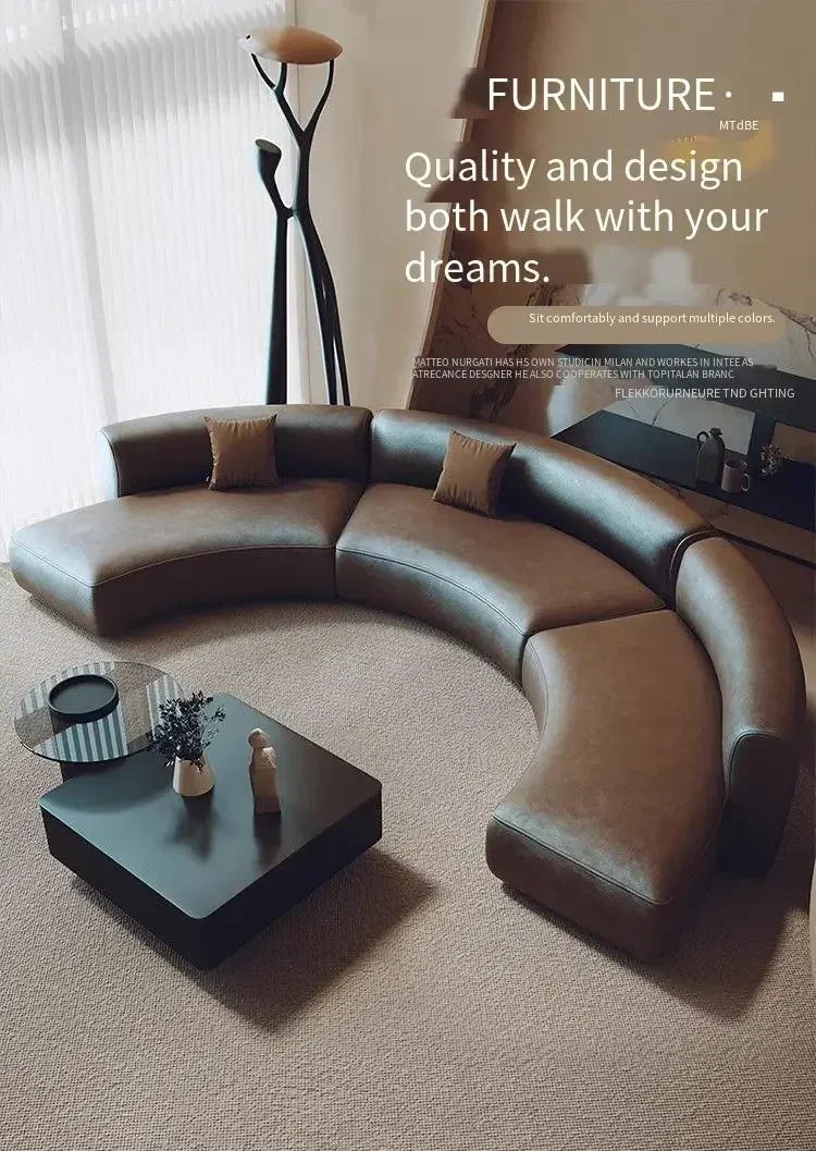 ArcForma™ Semi-Circular U-Shape Designer Sofa – Modern Sculptural Wood Lounge Daybed for Living Room & Bedroom by PurelyhomeDeco