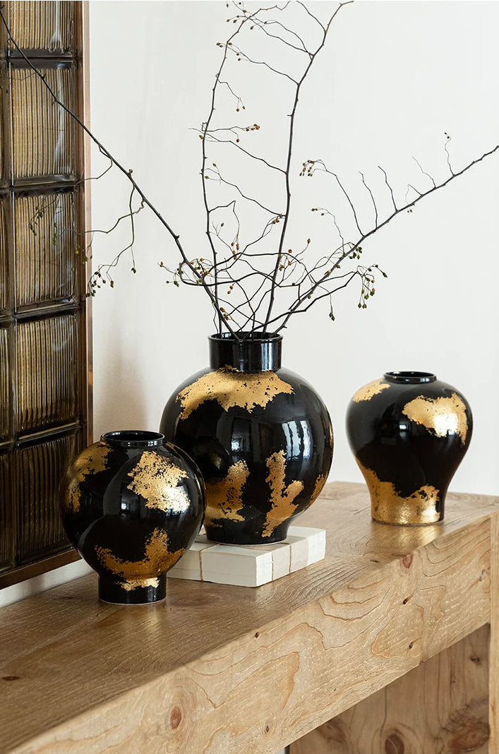 Aurelia Foil – Gold-Plated Porcelain Decorative Vase | Luxury Table Accent by PurelyhomeDeco