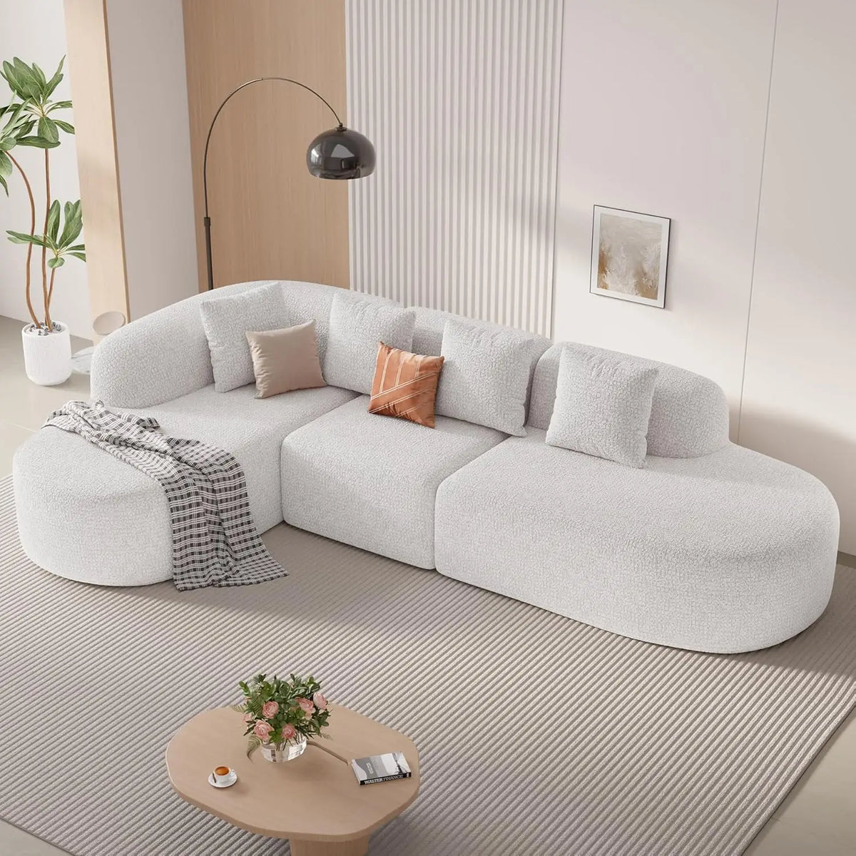 114 Inch Boneless Curved Couches for Living Room,Modern Modular Sectional Sofa with Chaise,L-Shape Cloud Sectional, Customized by PurelyhomeDeco